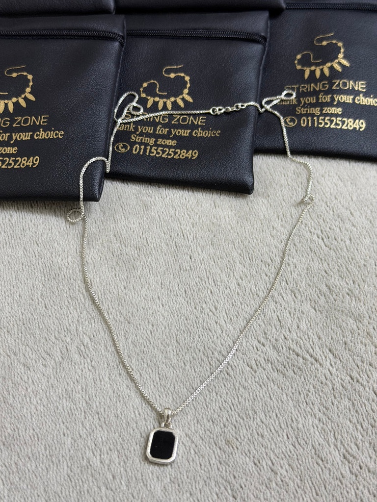 Italian silver necklace with a black stone