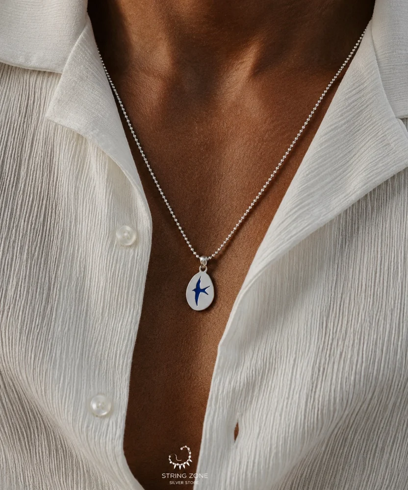 Italian Silver Beaded Necklace
